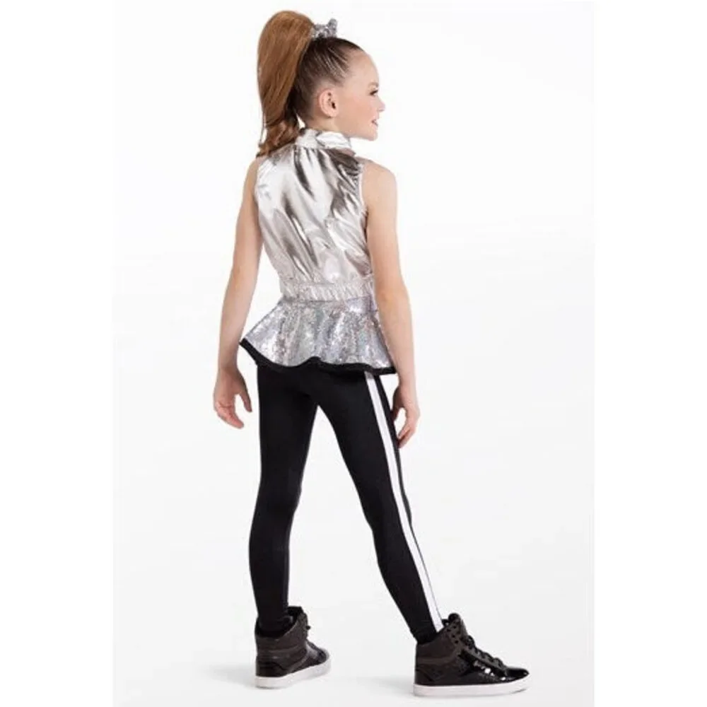 Pre-Owned Dance Costume Weissman 14195 Medium Child Gold Hip Hop Metallic Spand